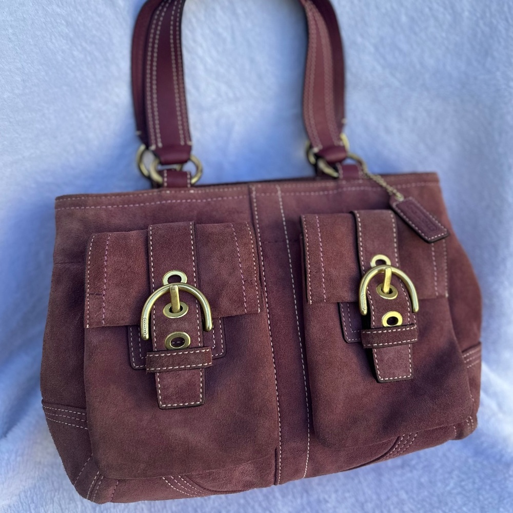 Y2K Coach Suede Cargo Buckle Satchel